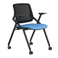 Chaise de conférence pliable avec accoudoirs et tablette d'écriture, design moderne, en maille, empilable, pour usage commercial et bureautique