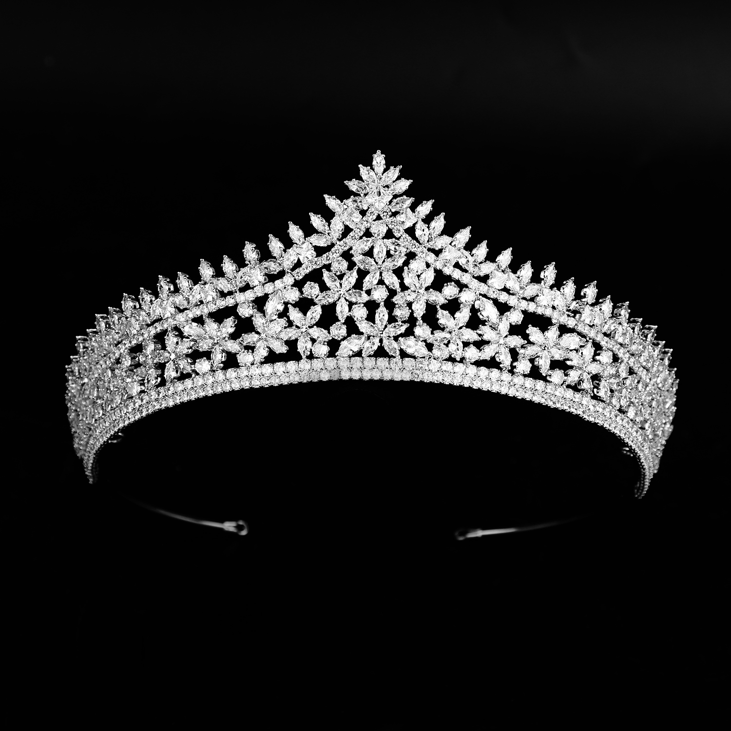 Cubic Zirconia Bridal Tiara Copper Platinum Plated Wedding Hair Accessory Wedding Hair Jewelry TAZIRN Trendy 5A Cubic Zirconia... From  main image 4