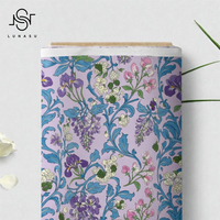Kain Voile Katun 100% Cetak Digital Motif Bunga Vintage Tenun, Pita dan Bunga, MOQ Rendah Grosir
