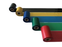Rubans de transfert thermique en résine colorée de qualité supérieure compatibles Zebra Blanc Rouge 24 mm de largeur pour l'impression d'étiquettes et de machines à écrire