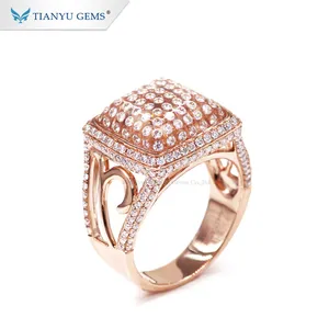 Tianyu gems 14k rose goud mode H & A cut moissanite synthese diamant ring voor man