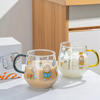 Haute teneur en borosilicate sans plomb rond clair 14oz personnalisé coloré à boire tasse à café en verre avec poignée
