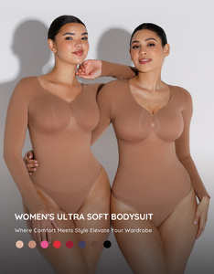 <span class=keywords><strong>Body</strong></span> Modellante a Maniche Lunghe Senza Cuciture Hexin per <span class=keywords><strong>Donna</strong></span>, Servizio Personalizzato, <span class=keywords><strong>Body</strong></span> a Compressione Senza Cuciture - Product Image 3