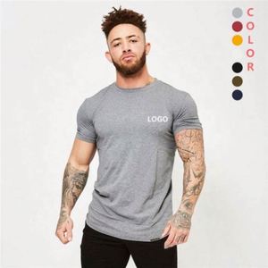 1 Men's Sport Casual Cotton Knitted Short Sleeve Base Ball T-Shirt with Blue Corner Design - Product Image 1