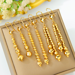 Nouvelles Boucles d'Oreilles Pendante Dorées Tendance 2026, Plaqué Or 21 carats, Perles Dorées de Dubaï, Cadeau pour Femme - Product Image 3