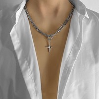 Hip Hop titane acier chaîne épissage collier pour hommes Simple noir carré pendentif clavicule chaîne Couple accessoires