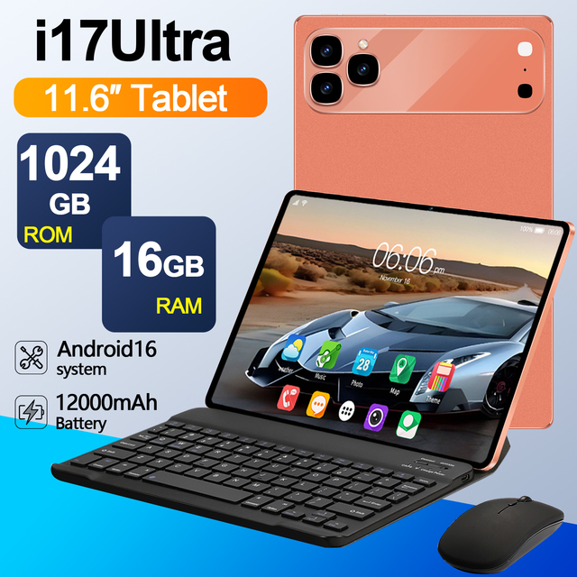 Durable Long Battery Life I17Ultra Smart Tablet, Colorful Stylish Body, Tempered Glass Screen, Portable Home Tablet