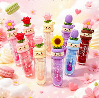 Rimmocoo Gloss à lèvres Macaron Fleur Mignonne, Rouge à lèvres liquide longue tenue hydratant brillant et scintillant pour le maquillage quotidien et les soirées