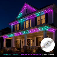 Lumières de Noël permanentes décoratives pour maisons, programmables RGBW, 4 lignes, 48V, LED, éclairage ponctuel, rail en aluminium, contrôle intelligent
