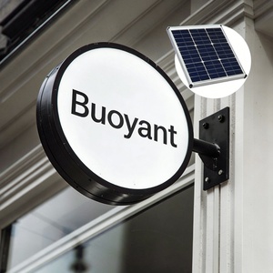 Custom Solar Power <b>Led</b> <b>Light</b> <b>Box</b> Round Rectangle Square Acrylic Advertising Sign Outdoor Wall Hanging Business Logo Lightbox - Product Image 1