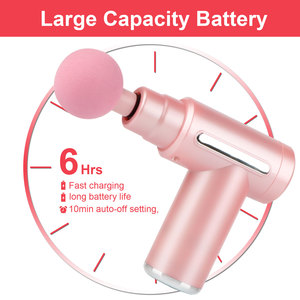 Mini tipo C carga Fascial músculo multicolor 4 cabezales intercambiables pistola de masaje batería de gran capacidad masajeador vibratorio - Product Image 4