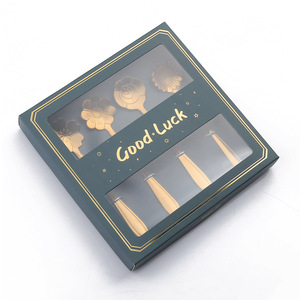 Kim loại tái sử dụng ủng hộ đám cưới Bộ quà tặng với muỗng nhỏ hoa anh đào & Rose <span class=keywords><strong>Leaf</strong></span> Thiết kế Gương kết thúc ngã ba - Product Image 6