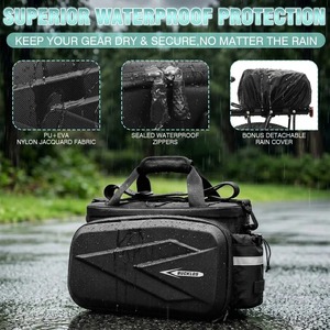 Sac de porte-bagages de vélo BUCKLOS grande capacité 19L, coque rigide, étanche, <span class=keywords><strong>sacoche</strong></span> de vélo, PU+EVA+Nylon Jacquard, <span class=keywords><strong>sacoche</strong></span> de porte-bagages arrière pour vélo électrique - Product Image 2