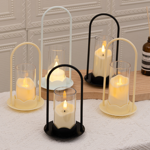Bougie numérique à LED intégrée Cross-Border New Romantic Wedding Props Dining Table Decor Flower <span class=keywords><strong>Basket</strong></span> Candle Holder for - Product Image 4