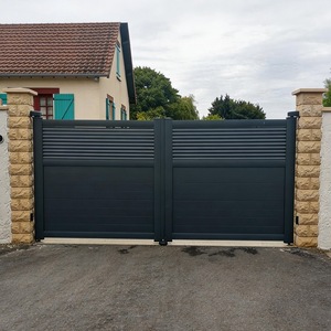 Portails d'entrée pour maison en <span class=keywords><strong>fer</strong></span> <span class=keywords><strong>forgé</strong></span> avec motifs décoratifs, finition noire thermolaquée, quincaillerie de verrouillage de portail - Product Image 1