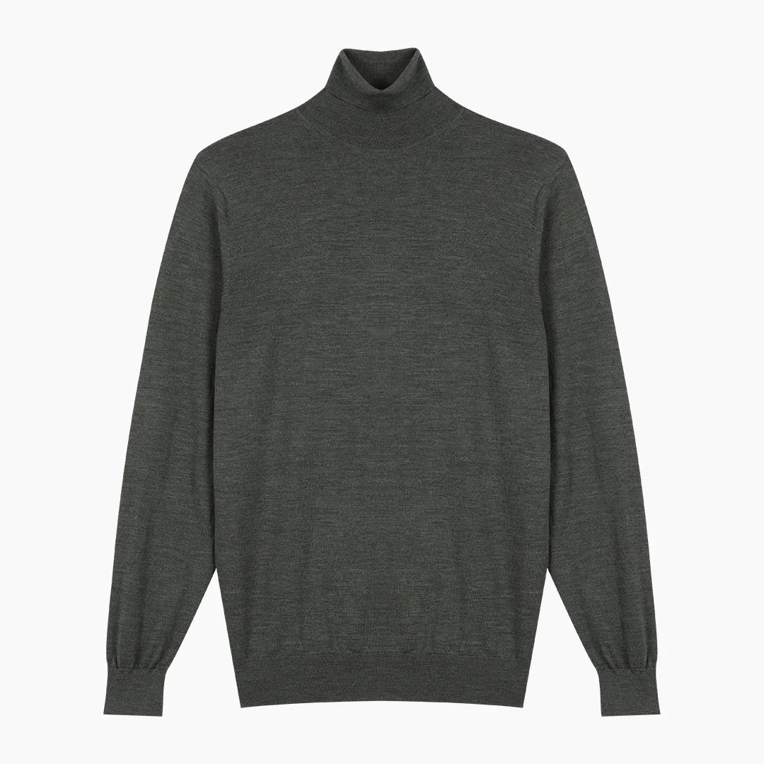 Factory Custom Men's 100% Merino Wool Turtle Neck Knitted Sweater Turtleneck Jumpers For Man