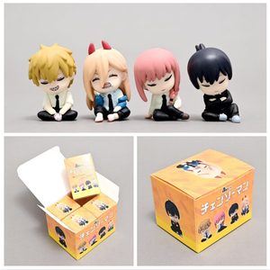 Juego de 4 figuras de <span class=keywords><strong>anime</strong></span> de alta calidad, Csm Denji Power Makima <span class=keywords><strong>Aki</strong></span> <span class=keywords><strong>Hayakawa</strong></span> en pose sentada, modelo de plástico para decoración. - Product Image 1