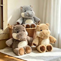 Boneka Hippo Lucu, Mainan Hippopotamus Lembut Duduk, Boneka Hewan Isi Dakron untuk Grosir, Toko Hadiah, dan Pesanan Importir