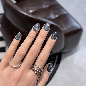 <span class=keywords><strong>Uñas</strong></span> Postizas Acrílicas Pintadas a Mano con Diseño de Ojo <span class=keywords><strong>Azul</strong></span> Púrpura, Puntas <span class=keywords><strong>Cortas</strong></span>, Hechas a Mano, de Alta Calidad, Venta al Por Mayor - Product Image 2