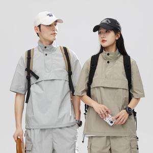 2024 été nouvelle tendance rétro vêtements de sport décontractés hommes femmes surdimensionné T-Shirt à manches courtes tissu tissé conception vierge - Product Image 6