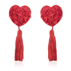 Juguetes Sexuales Huawen SM, Pegatinas para Pezones en Forma de Corazón con Borlas y Accesorios de Silicona para Sujetador, para Uso en Bondage BDSM para Mujeres - Product Image 1