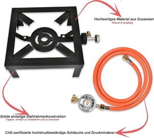 Réchaud à <span class=keywords><strong>gaz</strong></span> propane monobloc avec régulateur réglable 60000 PSI et tuyau en acier tressé pour la cuisson en extérieur - Product Image 4