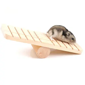 Custom Logo Gerbil Rat Mice Chinchilla Guinea Pig Hamster Chew Seesaw Toy Wooden Hamster Climbing Ladder Grinding Claw Seesaw