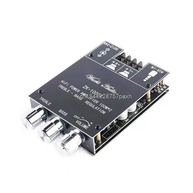 Wireless 5.0 Subwoofer Amplifier Board High Power Audio Stereo Amplifier Board AUX Bass Treble AMP 12V 24V 502MT 2*50W