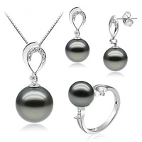 7-10 jours de livraison collier de perles et boucles d'oreilles ensemble or jaune 18K bijoux perles d'eau de mer en vrac Couples bijoux