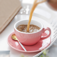 Ensemble de tasses à expresso latte à cappuccino en céramique de sécurité alimentaire tasse à café et soucoupe émaillées de couleur tasses à thé et soucoupes