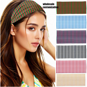 Europese Amerikaanse Mode Dames Brede Hoofdband Gestreepte Print Haarband Voor Fitness Yoga Met Groothandel Knoop Haarbanden - Product Image 1