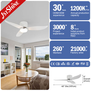 1stshine LED Ventilateur de plafond domestique électrique 42 pouces blanc ABS pales ventilateur de plafond à distance avec éclairage à intensité variable - Product Image 1