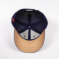 Gorra de Béisbol Deportiva Personalizada de Alta Calidad, 6 Paneles, Azul Marino, con Perforaciones Láser, Secado Rápido, Logotipo Bordado en 3D