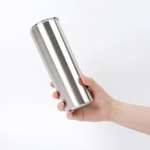 White Sublimation Blank Tumbler 20oz Skinny Stainless Steel Straight Mug with <b>Metal</b> <b>Straw</b> and Lid Included - Product Image 5
