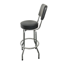 Chaise de bar durable avec dossier, coussin en PU PVC, structure en métal chromé pour salle de jeux, centre de loisirs, salon de divertissement