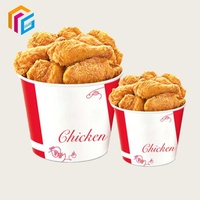 Boîte à emporter écologique personnalisée de 64 oz, 150 oz, 170 oz, jetable, logo imprimé, grande taille, seaux à poulet frit en papier KFC avec couvercle