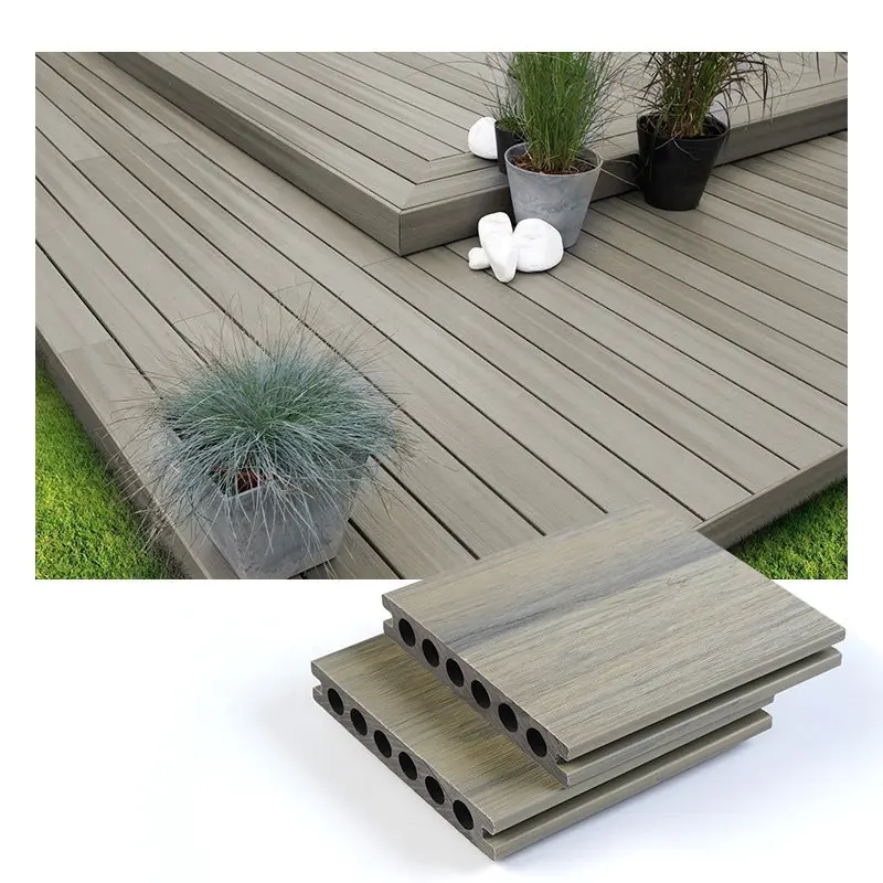 WPC Outdoor Tile 3D Embossed Wood Plastic Composite Decking for Garden