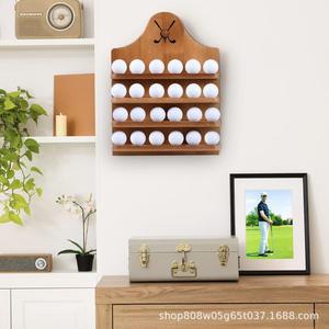 Custom Wooden Wall Mounted Storage Rack For <b>Golf</b> <b>Balls</b> Natural Wood Color Durable Multipurpose Organization Shelf - Product Image 1