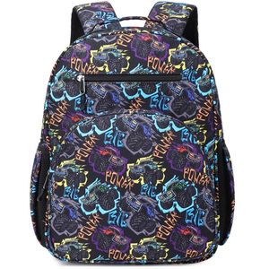 スクールバックパックビンテージ漫画カースクールバッグ防水男の子用大容量 - Product Image 3