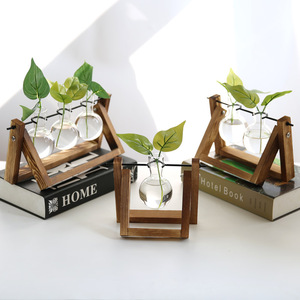 Estación de Propagación de Plantas Hidropónicas de Interior, Terrario con Soporte de Madera, Maceta de Escritorio, Florero para Jardín - Product Image 1