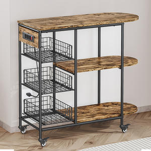 Étagère de rangement multifonctionnelle en métal à 3 niveaux pour cuisine et salon, support pour micro-ondes avec roulettes, vente en gros - Product Image 3