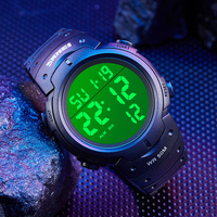 SKMEI 1068 jam tangan LED Digital untuk pria, arloji luar ruangan tahan air dengan Dial besar, jam tangan Digital LED untuk pria (hitam)