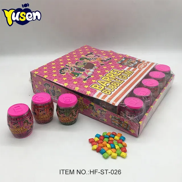Colorful Barrel Bubble Gum Plastics Bucket Shape Bottle Toy Candy With Mini Bubble Gum