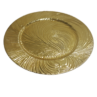 Assiettes de présentation rondes en plastique PP doré de luxe WOJU, durables, pour mariage, origine Fujian, motif personnalisé, vente en gros