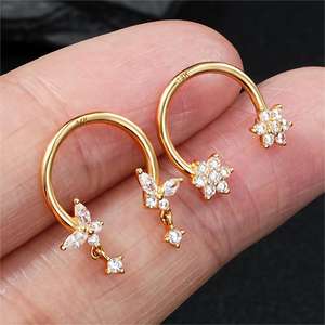 14k Vàng Ấn Độ thông tư Barbell Claw thiết lập CZ móng ngựa vách ngăn <span class=keywords><strong>piercing</strong></span> Vàng mũi vòng cơ thể <span class=keywords><strong>piercing</strong></span> đồ trang sức cho phụ nữ - Product Image 3