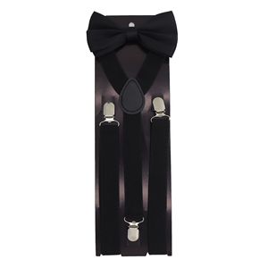 Set di <span class=keywords><strong>bretelle</strong></span> con <span class=keywords><strong>bretelle</strong></span> regolabili a forma di Y da <span class=keywords><strong>uomo</strong></span> con <span class=keywords><strong>bretelle</strong></span> rosse <span class=keywords><strong>e</strong></span> papillon per Halloween Cosplay Party - Product Image 2