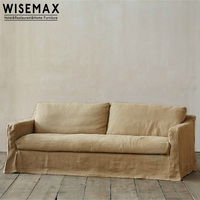 WISEMAX – meubles de salon, meubles de salon, ancien design, tissu de lin, canapé 2 places, remplissage de plumes blanches, canapé d'angle pour la maison