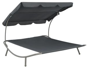 Cama Hamaca con Ruedas para Terraza, Jardín, Patio, Tumbona Doble para Exteriores con Toldo Ajustable - Product Image 2