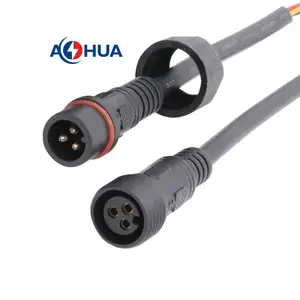 AOHUA Motorcycle Spotlight Waterproof Cable Connector M19 2~8Pin Pre-molded Male Female Connector IP65 LED Connector