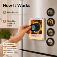 Aimant de réfrigérateur personnalisé NFC à faible MOQ avec lecteur CD intégré, 9 chansons, veilleuse décorative avec fonction rotative